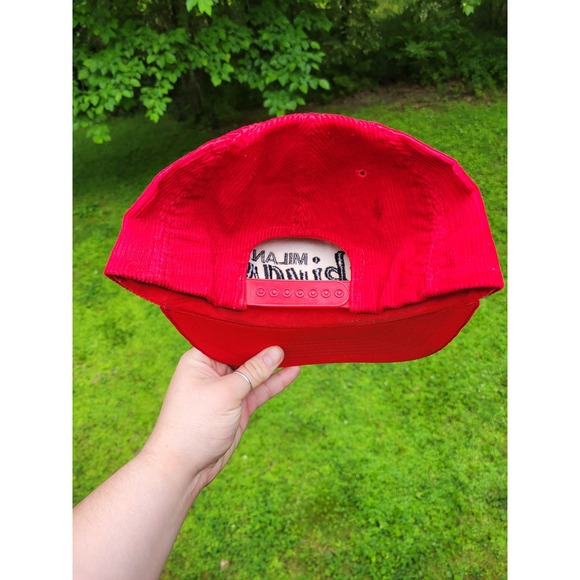 Lot of (2) Vintage Corduroy Sports Snapback Hats Yupoong Blue Red - Picture 2 of 5